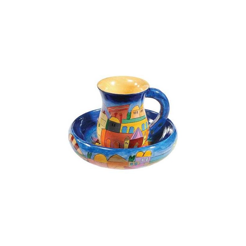 Wooden Jerusalem Mayim Achronim | Mayim Achronim Sets | Judaica
